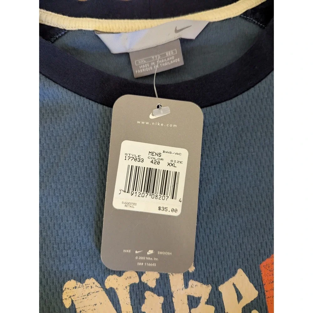 NWT Vtg Y2K Nike Athletics Mens Long Sleeve‎ Raglan Shirt XXL Blue Lion Graphic